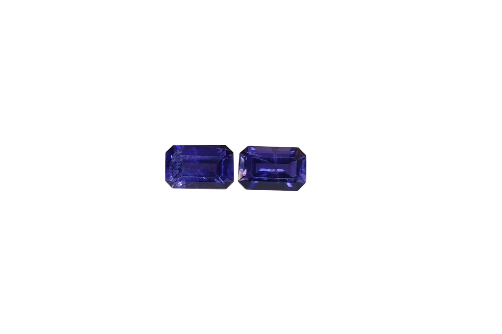 1.5ct Natural Emerald Cut Iolite Pair Faceted Loose Gemstone From Madagascar — view 1